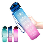 1L Frosted Gradient Water Bottle With Time Marker