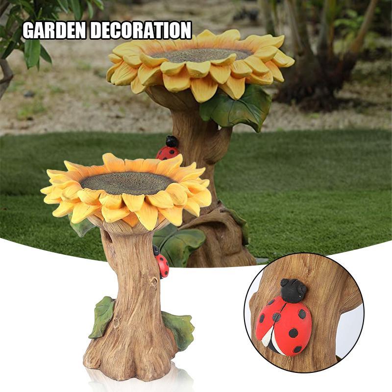 Resin Sunflower Bird Bath Bird Feeder Garden Statue