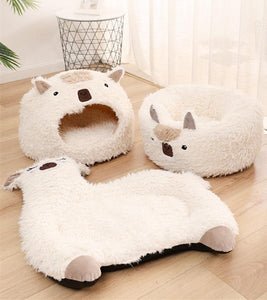 Plush Alpaca Cat Bed