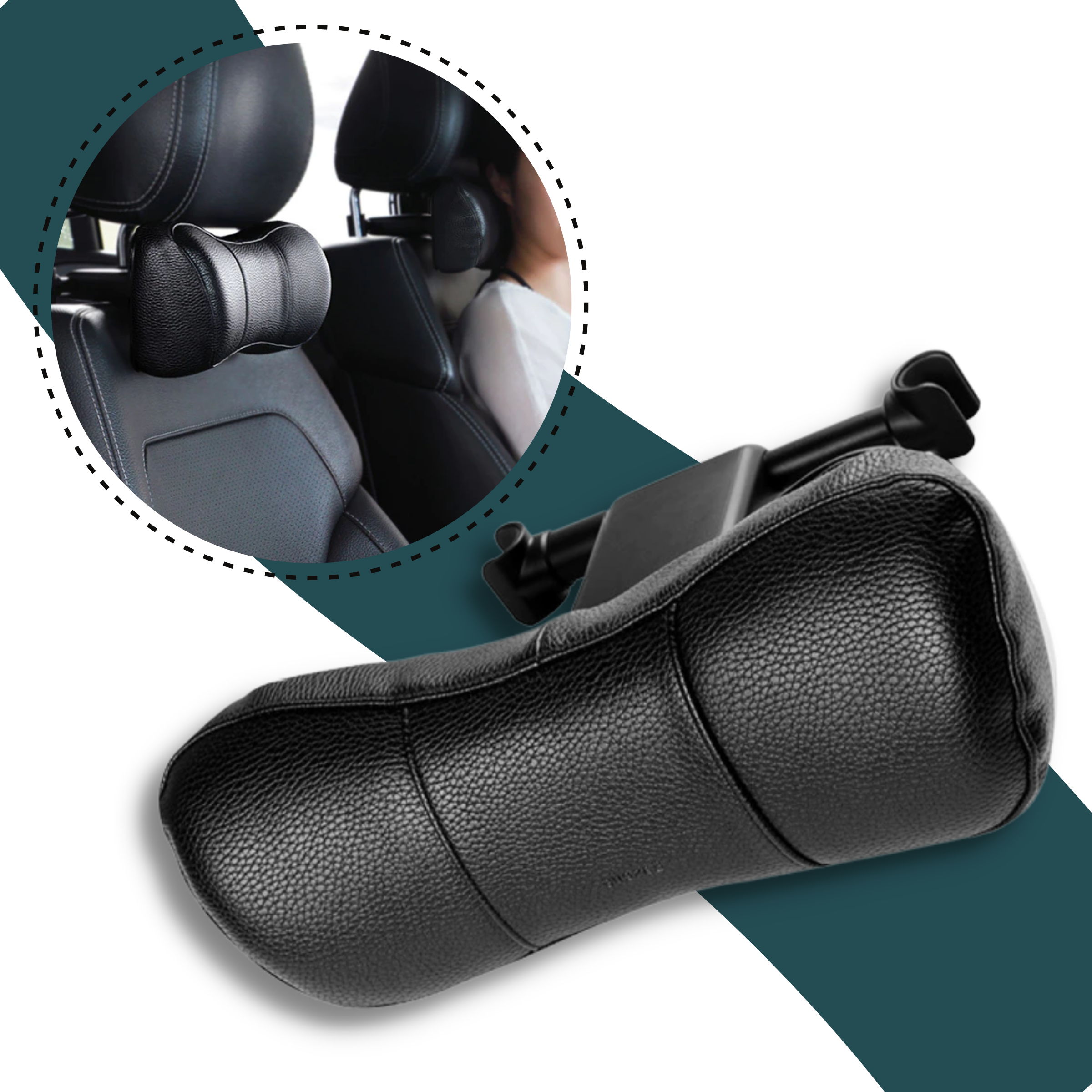 Adjustable Leather Car Neck Pillow