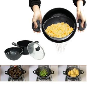 Cooking Pot With Built-In Strainer - Best Helper For Kitchen