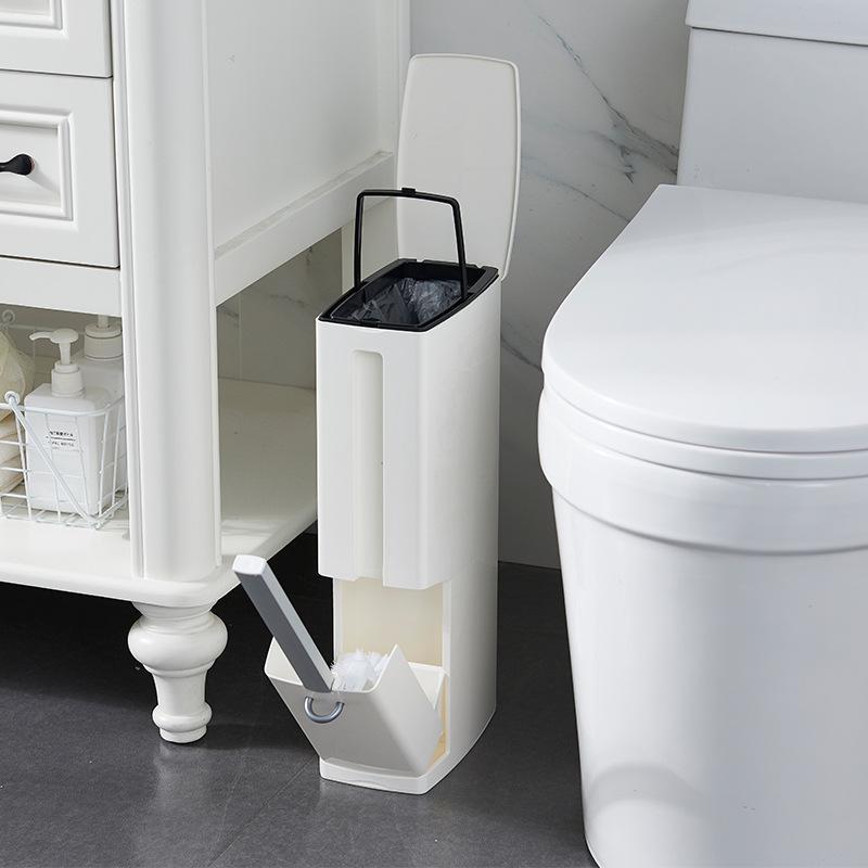 Creative Toilet Brush with Trash Bin and Trash Bag