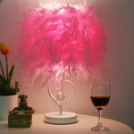 LED Feather Heart Wing Crystal Bedside Table Lamp