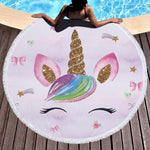 Unicorn Tassel Round Beach Towel