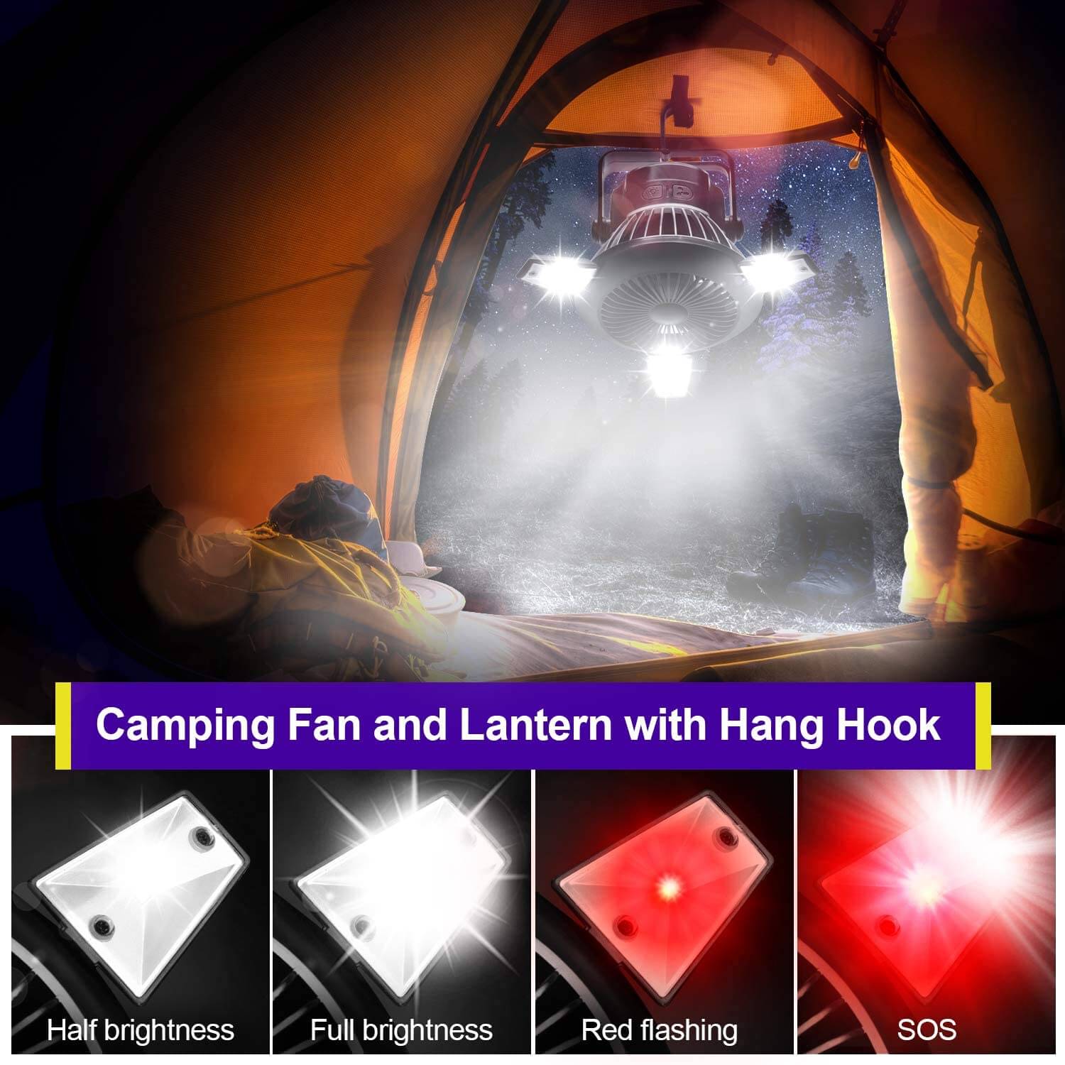 Outdoor Solar Camping Light with Fan