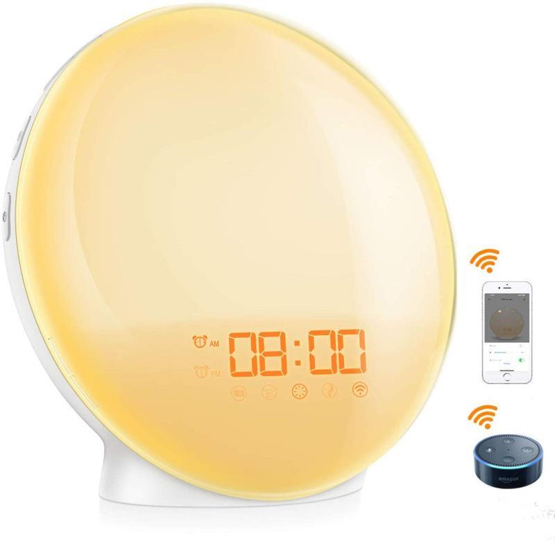 Smart Sunrise Simulation Alarm Clock with Nature Sounds