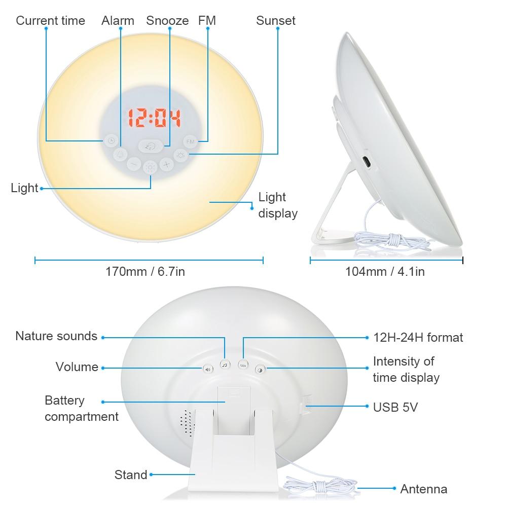 Sunrise Simulation Alarm Clock and Reading Light