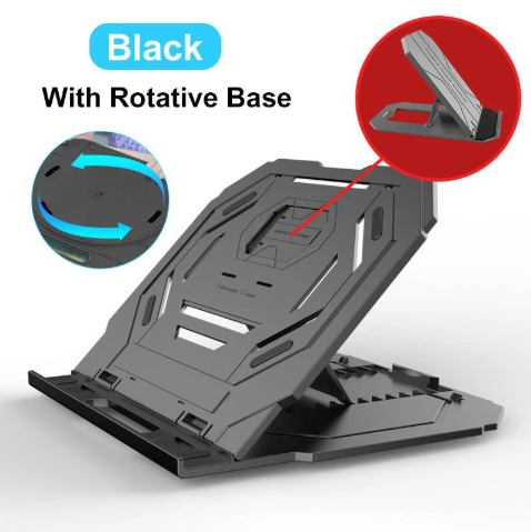 Adjustable Foldable Laptop Riser Stand With Rotatable Base