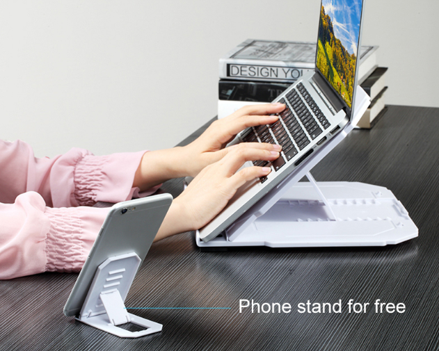 Adjustable Foldable Laptop Riser Stand With Rotatable Base