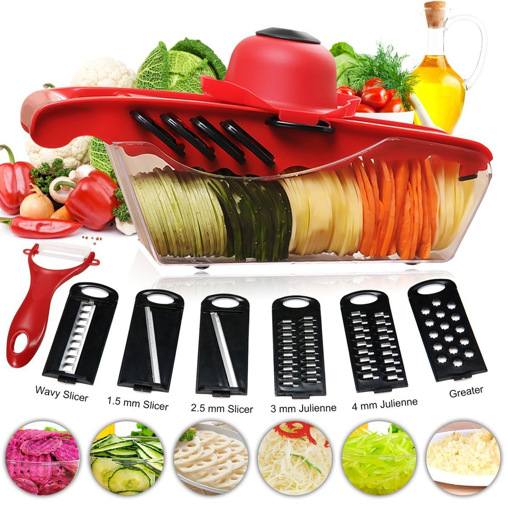 Cheese Grater Mandoline Slicer Vegetable Cutter Peeler w/ 6 Blades