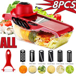 Cheese Grater Mandoline Slicer Vegetable Cutter Peeler w/ 6 Blades