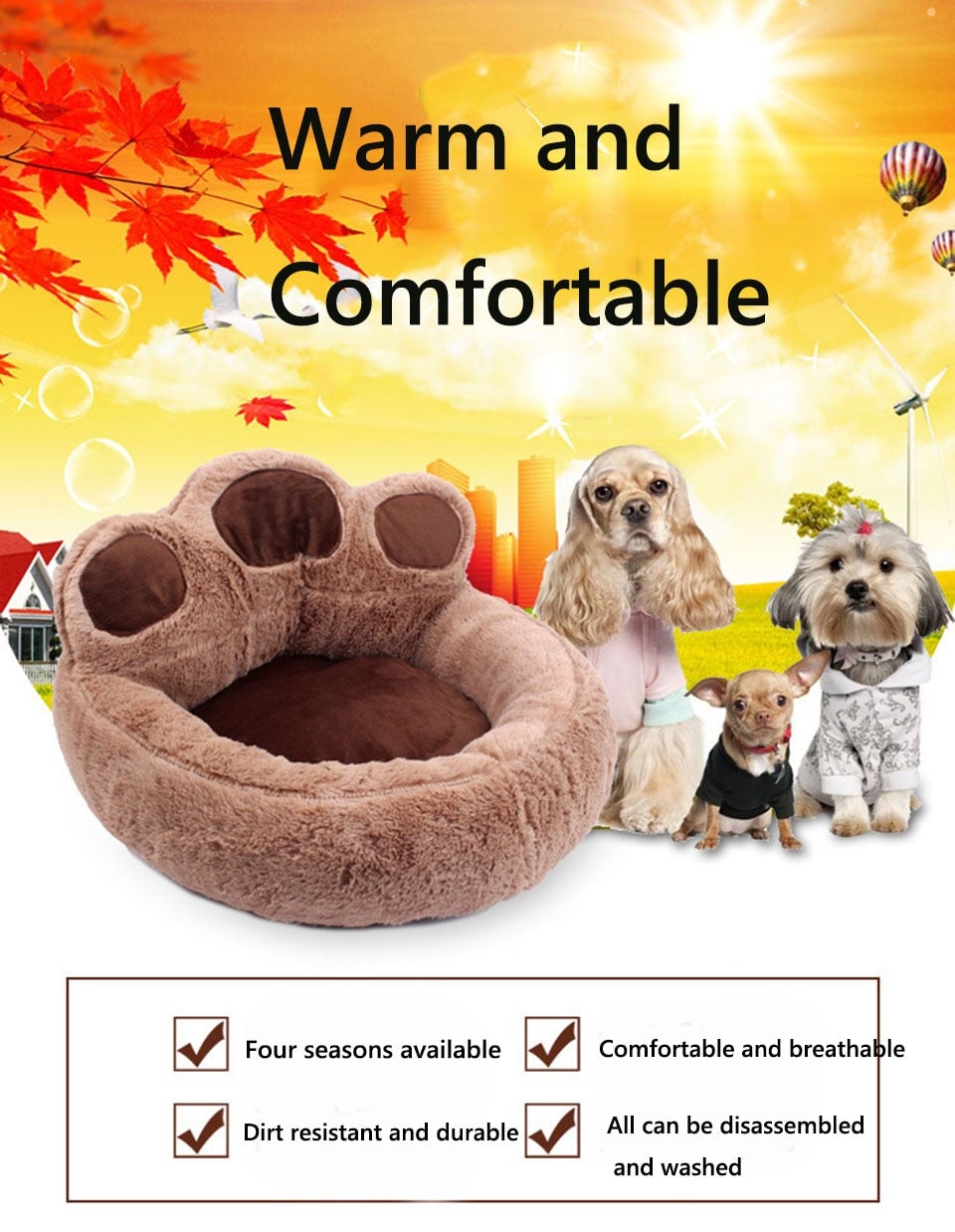 Paw Shaped Plush Pet Bed