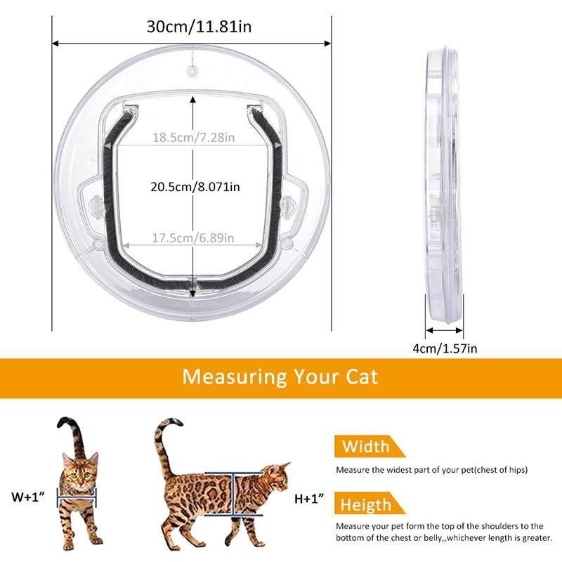 4 Ways Round Transparent Flap Pet Door