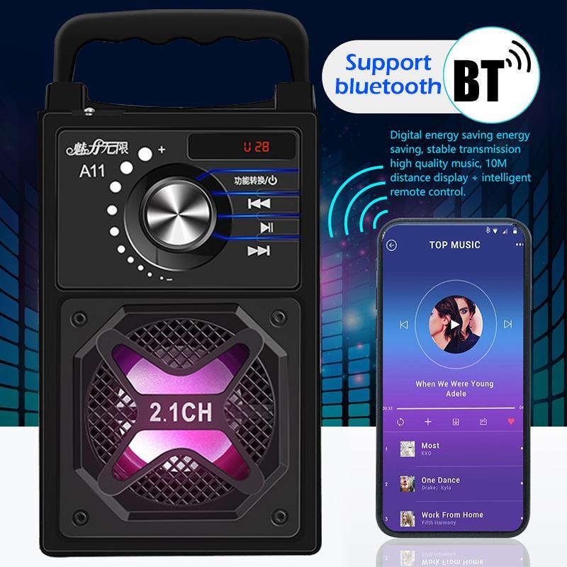 3D Stereo Karaoke System Speaker with Bluetooth Remote Control Digital Display Shock Bass Hands-free Loudspeaker Built-in Mic