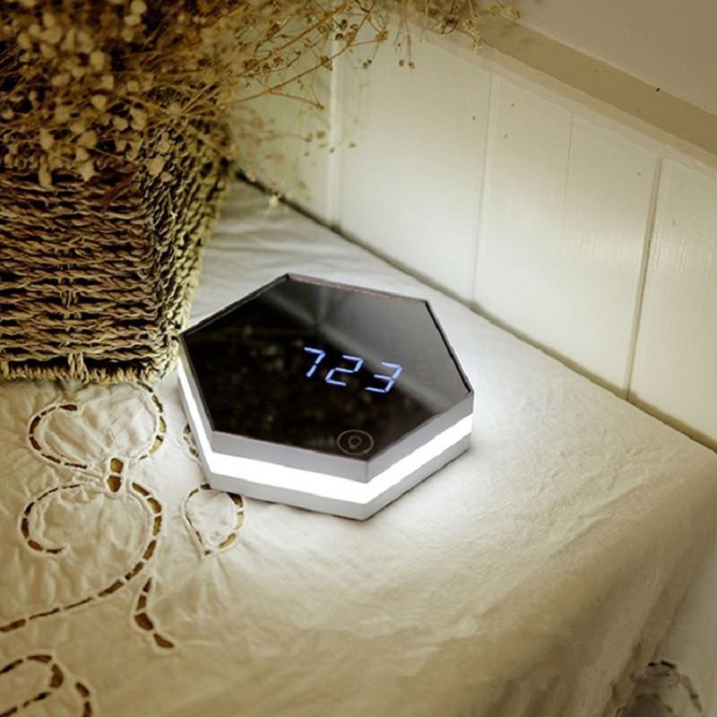 LED Mirror Hexagonal Alarm Clock