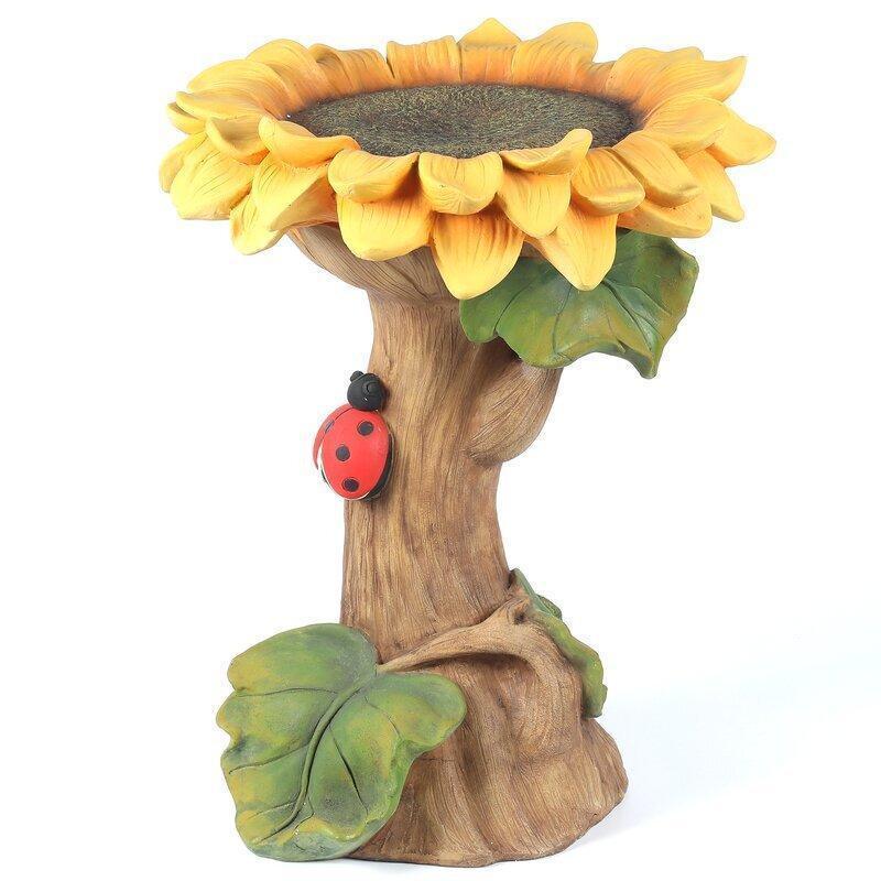 Resin Sunflower Bird Bath Bird Feeder Garden Statue