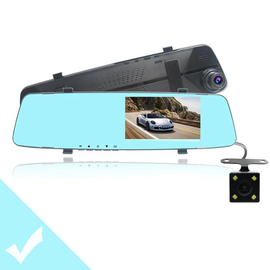 Dual Lens Mirror Car Dash Cam