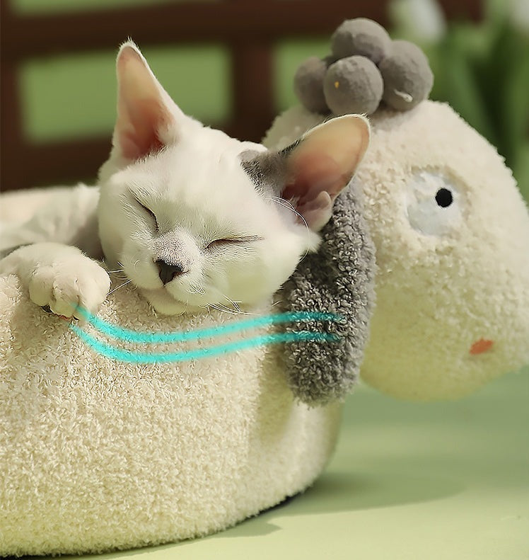 Soft Plush Sheep Pet Bed