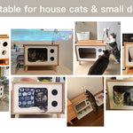 Wooden TV Cat House Cat Scratcher