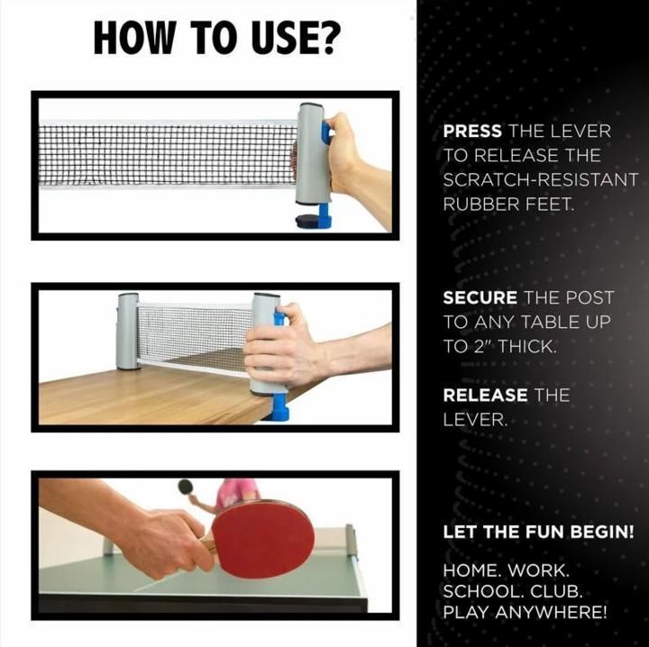 Portable Table Tennis Set with Retractable Net