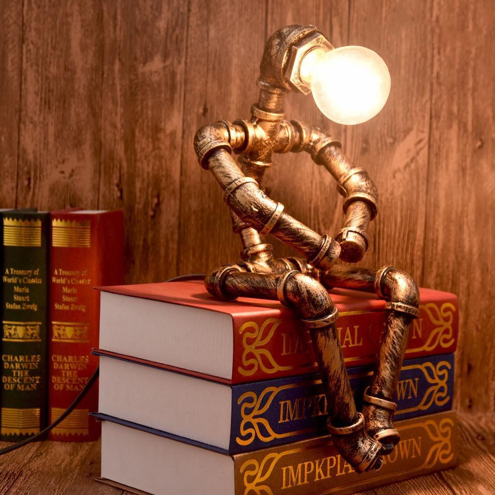 Steampunk Style Water Pipe Robot Table Lamp