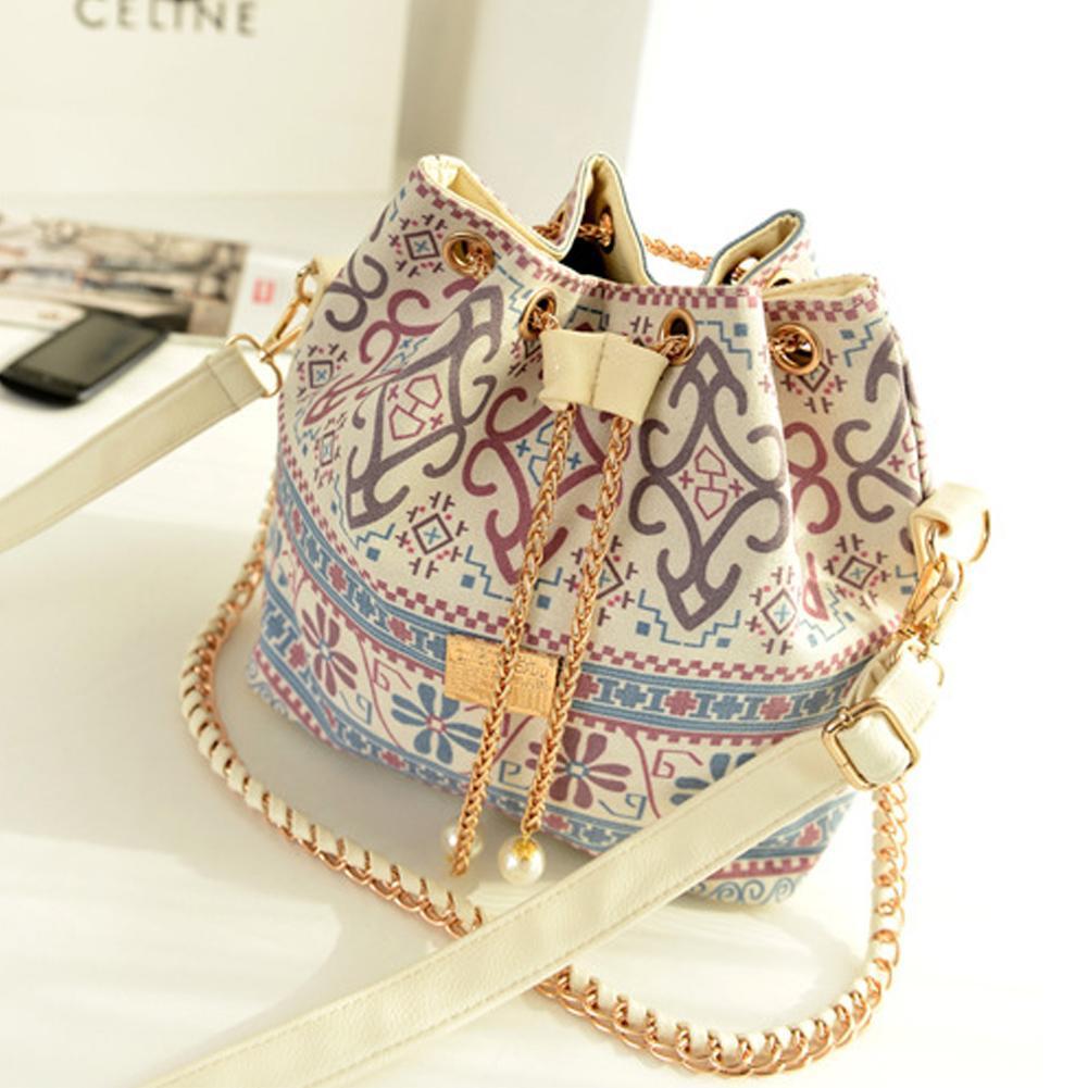 Ethnic Style Drawstring Bucket Bag