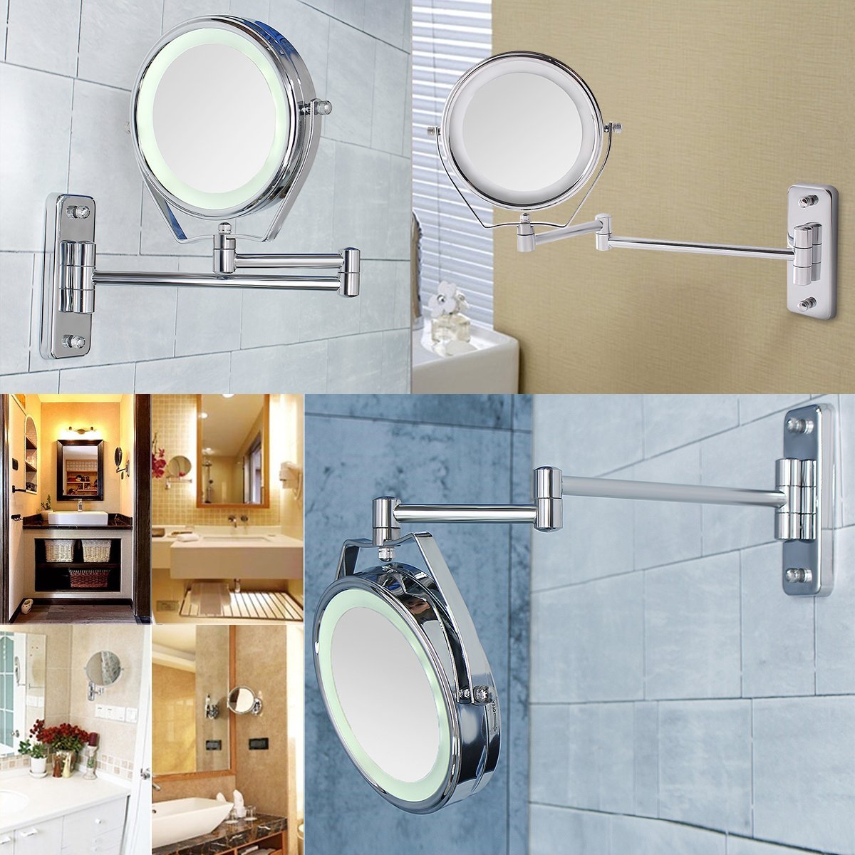 Vanity Magnifying Bathroom Makeup Mirror with LED Light