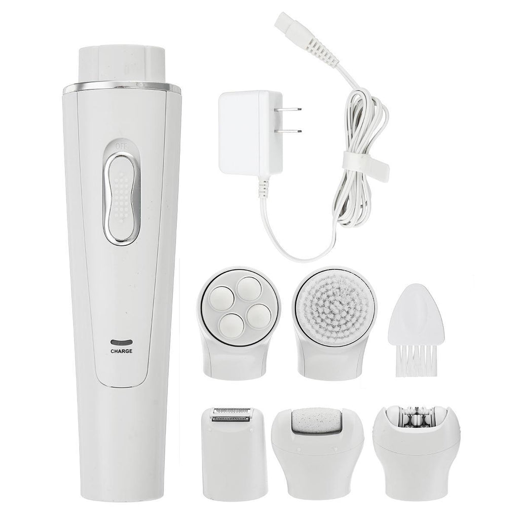 Hair Removal 5 in 1 Epilator with Facial Cleansing Brush Leg Shaver Bikini Trimmer Eyebrows Cordless Electric Skin Care