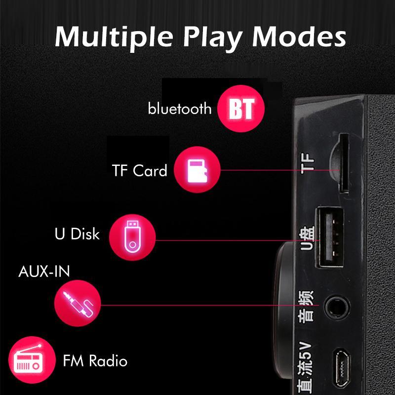3D Stereo Karaoke System Speaker with Bluetooth Remote Control Digital Display Shock Bass Hands-free Loudspeaker Built-in Mic