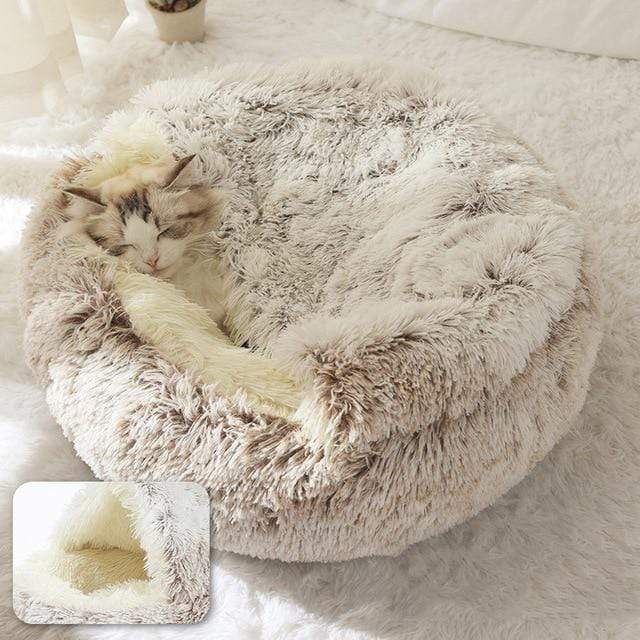 Fluffy Plush Cave Cat Bed