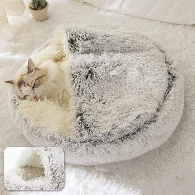 Fluffy Plush Cave Cat Bed