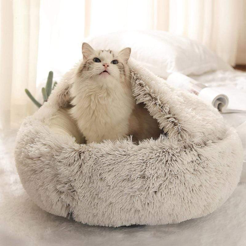 Fluffy Plush Cave Cat Bed