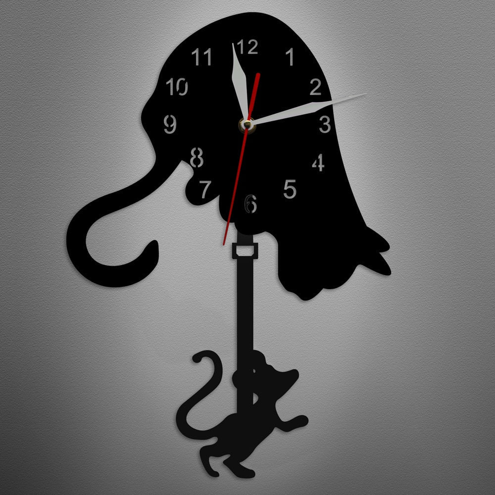 Cat and Mouse Swinging Pendulum Wall Clock