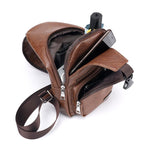 USB Charging Leather Chest Crossbody Bag