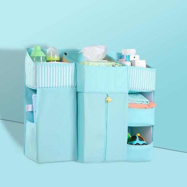 Portable Baby Crib Organizer - Diaper Hanging Organizer Baby Crib Organizer Trendy Household Blue 