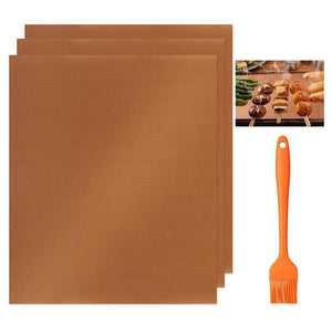 Non Stick BBQ Grill Mat 3PC With Brush grill mat Trendy Household 