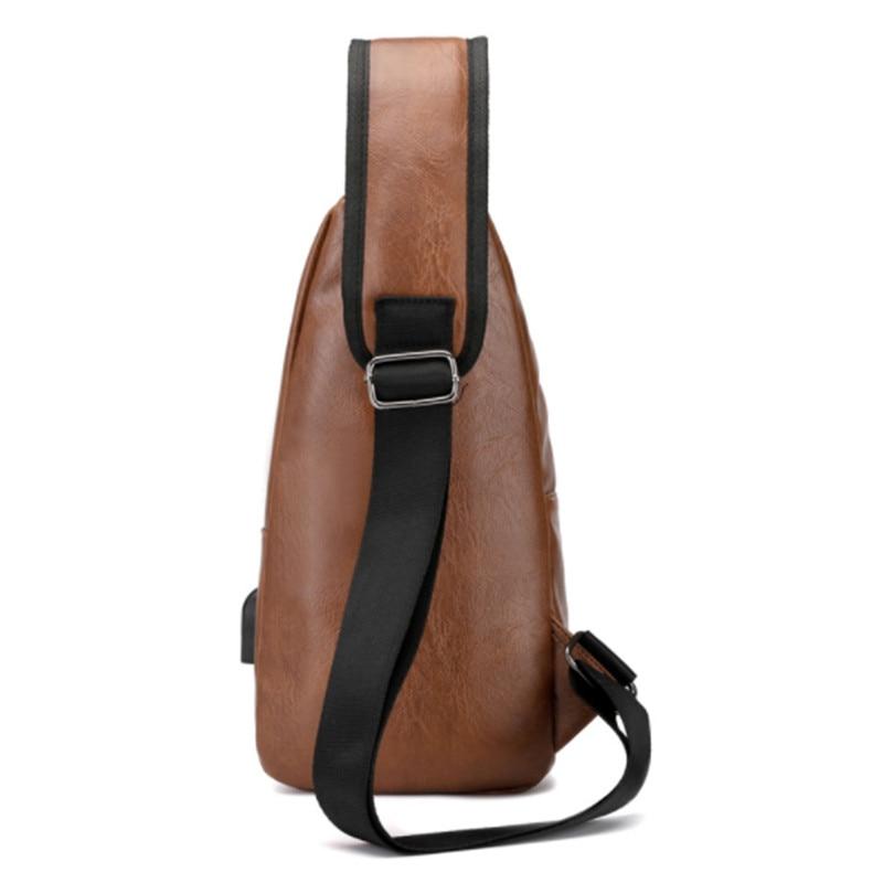 USB Charging Leather Chest Crossbody Bag