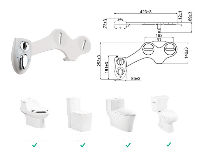 Bidet Toilet Seat Attachment Spray Wash