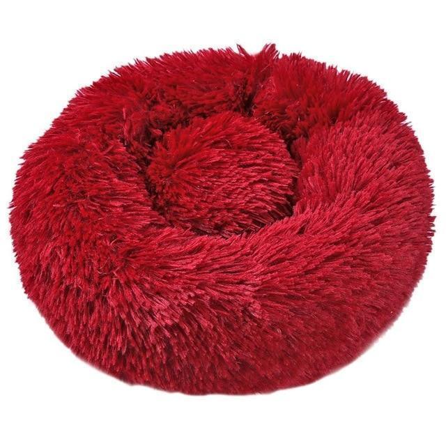 Comfy Faux Fur Pet Bed DOG BED Trendy Household Red Small(50cm) 