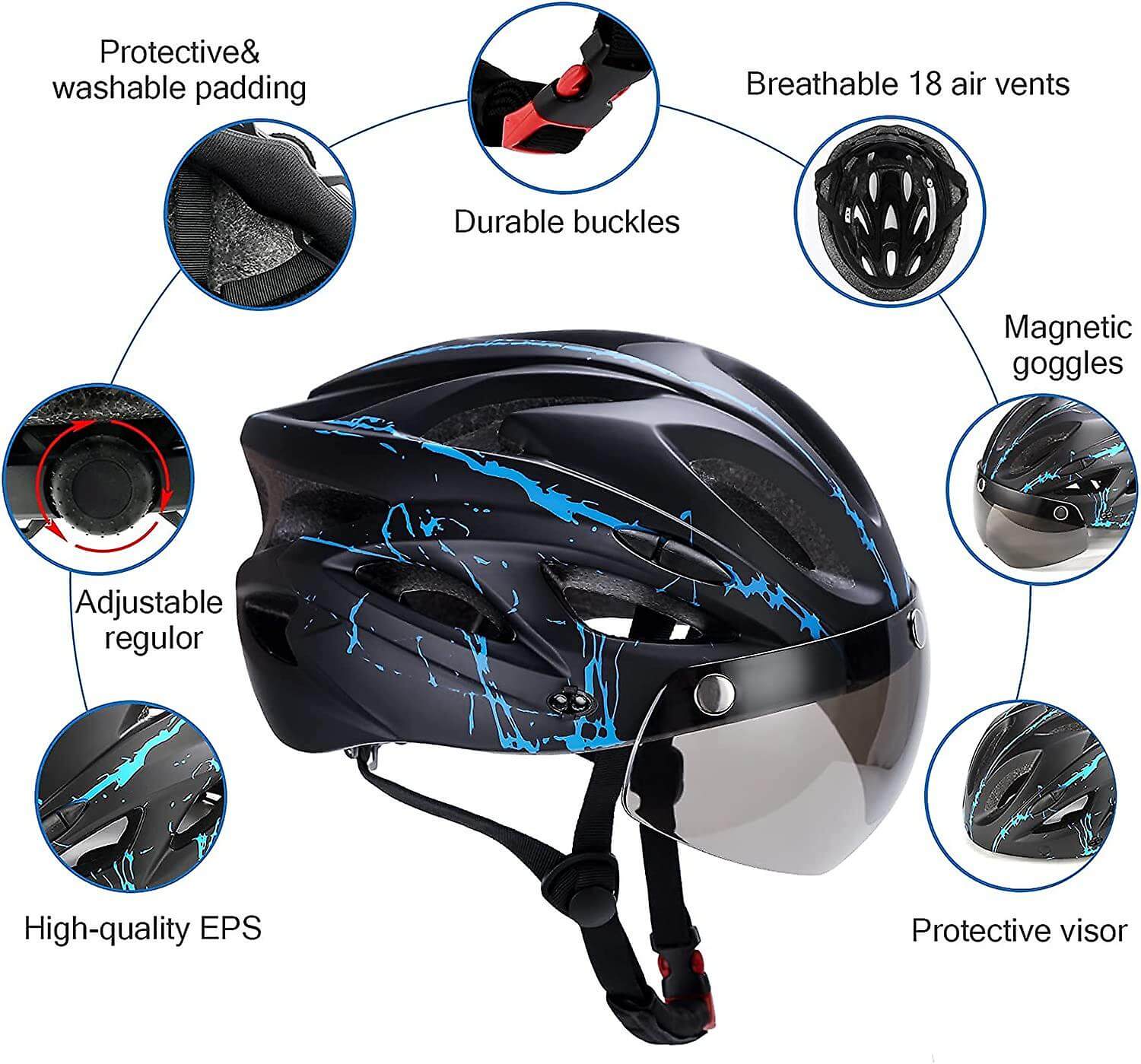 Bike Helmet with Magnetic Goggles Visor