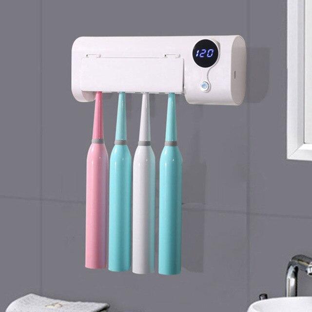 Cleaner Disinfection Anti Bacterial Home Storage Smart Induction UV Light Toothbrush Sterilizer Silent Holder Wall Mounted