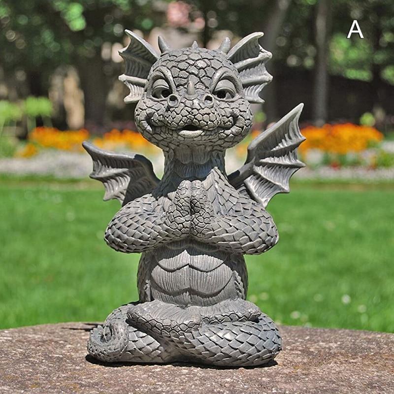 Resin Zen Yoga Dragon Garden Statue